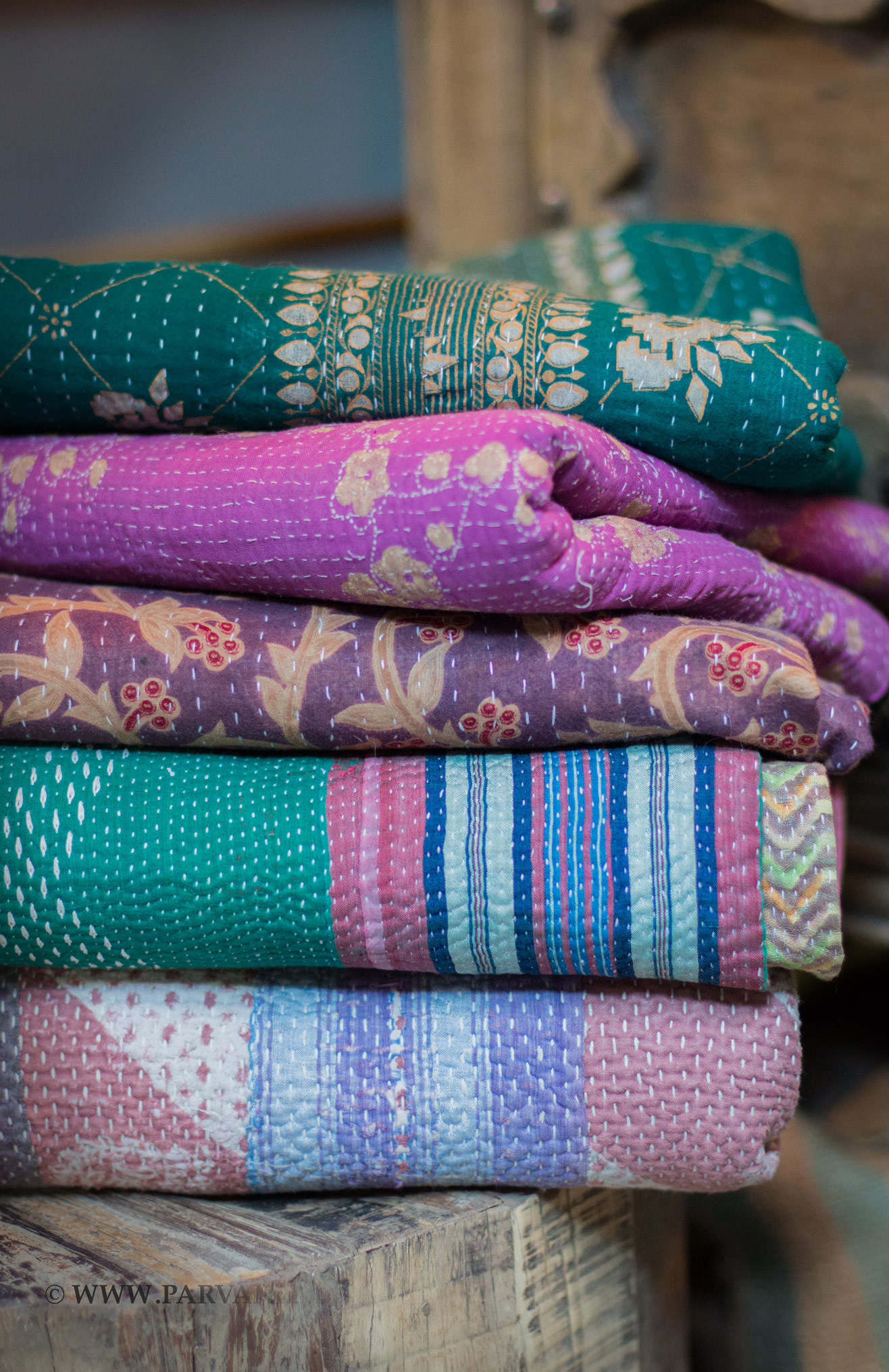 Plaids-kleurig-oude-sari-India